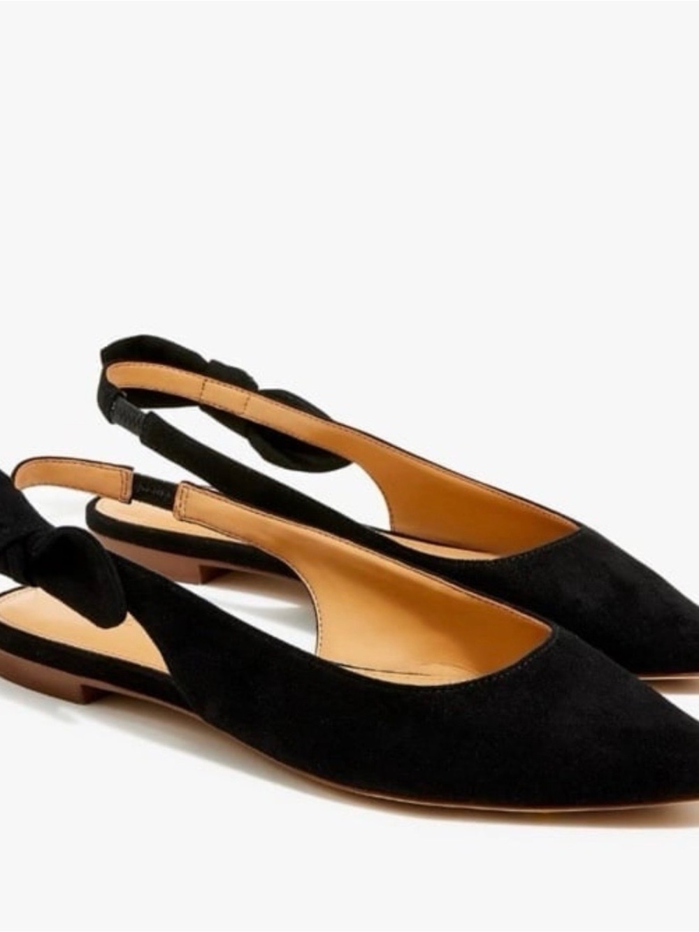 J. Crew Black Suede Pointed Slingback Flats